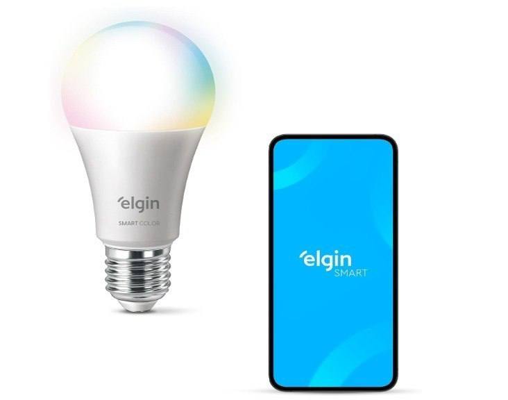 lâmpadas inteligentes elgin 15w smart color rgb wifi
