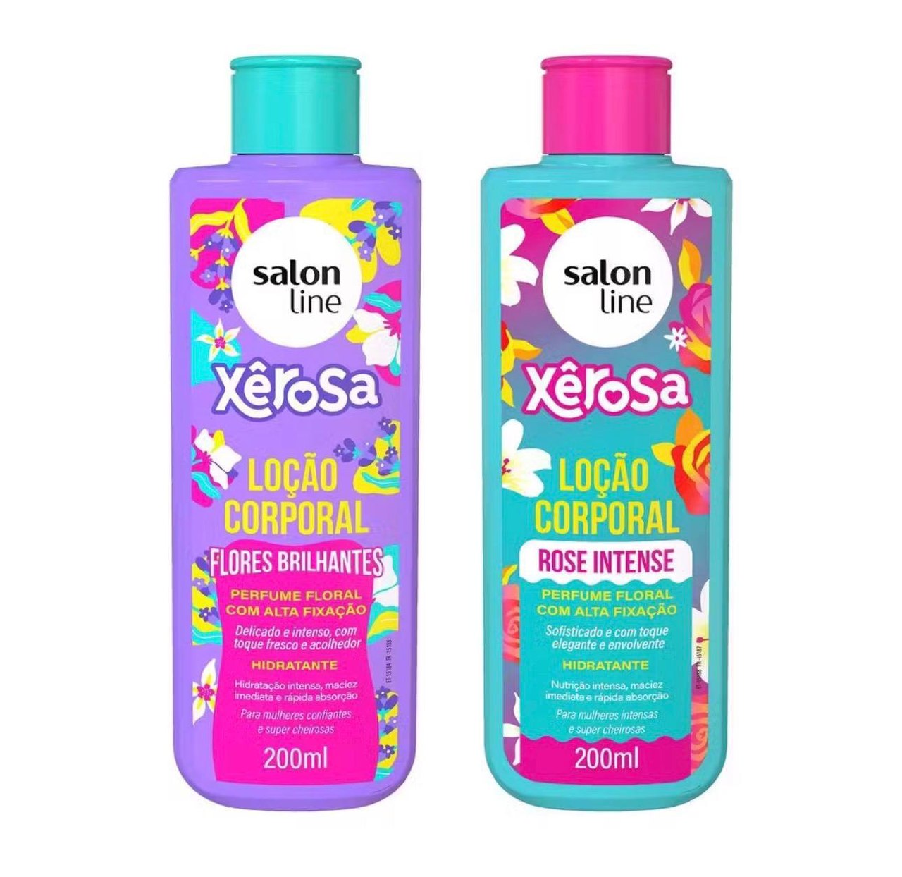beleza xêrosa kit 2 loções hidratantes flores brilhantes e rose intense