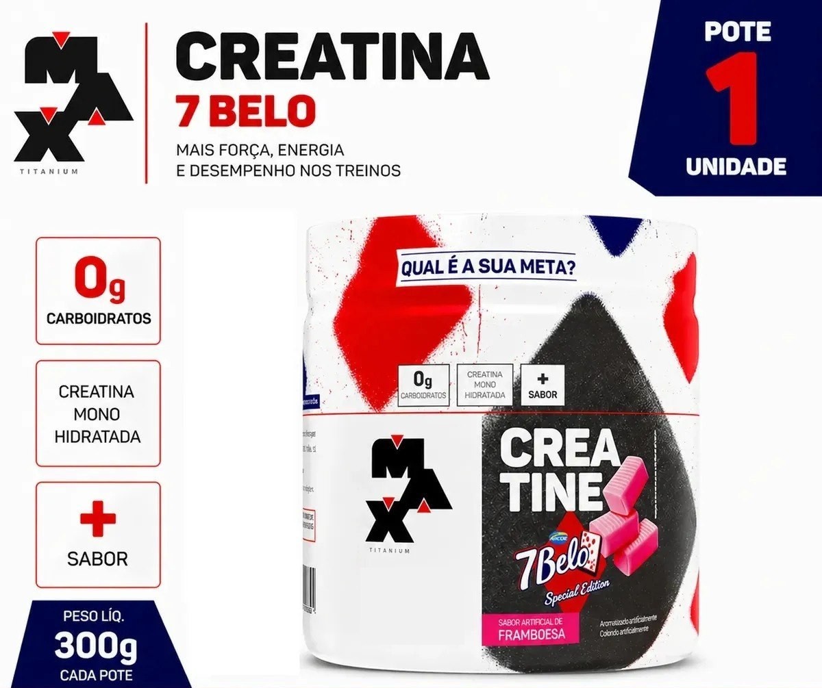 suplementos 7 belo creatina monohidratada framboesa 300g