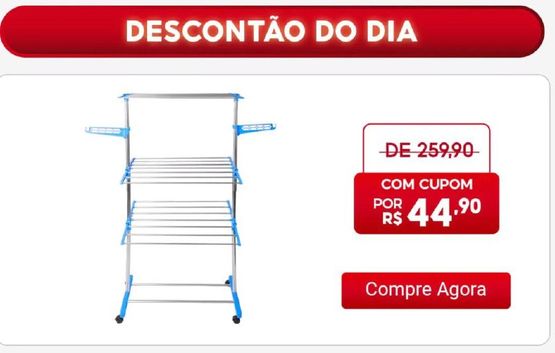 Varal De Roupa Aço Inox Dobrável Vertical Azul