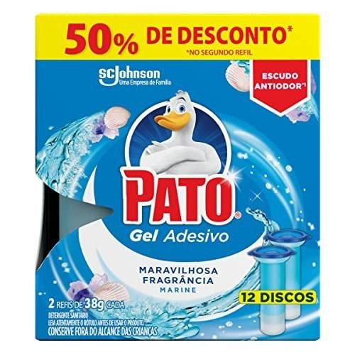 higiene doméstica pato desodorizador sanitário gel adesivo 2 refis marine 12 discos