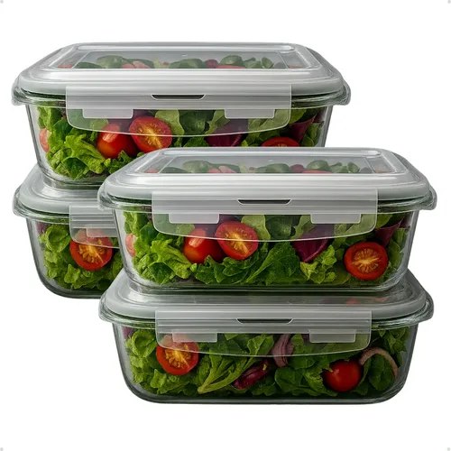 utilidades domésticas 4 potes vidro 1040ml hermético