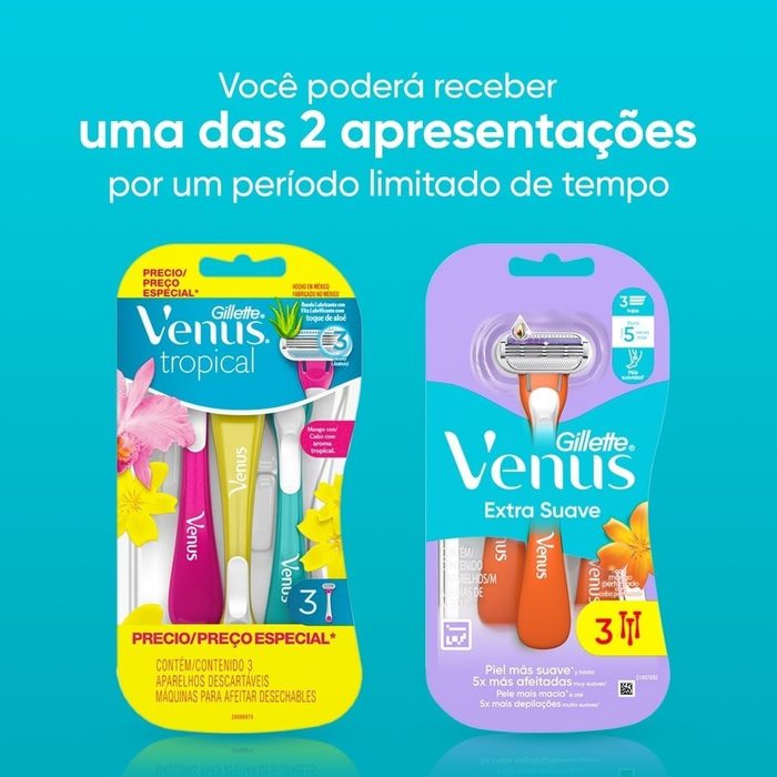 depilação gillette venus extra suave 3 unidades