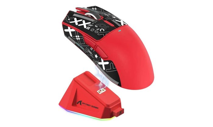 Mouse Gamer Sem Fio Attack Shark X11 PixArt PAW3311 Com Três Modos BT 2.4G E Base De Carregamento - AULA