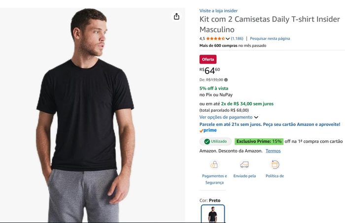 ⚠️ Tá marcando Kit com 2 Camisetas Insider