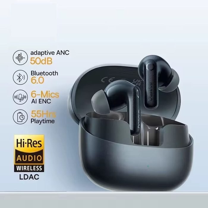 Fones de Ouvido Baseus EP10 Pro ANC Sem Fio Bluetooth 6.0 50dB 6 microfones, intra-auriculares, Hi-Res LDAC IP55