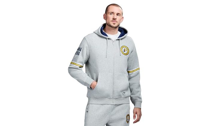 Game 7 Moletom masculino padrão x NBA oficialmente licenciado com zíper e manga comprida com capuz, cinza mesclado