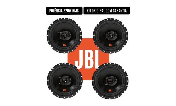 JBL Kit 4 Alto Falantes Triaxial 6 Polegadas 220W RMS Fácil Flex 6TRFX55 Original Som Automotivo