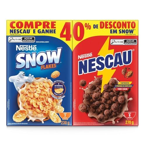 cereais nestle kit nescau chocolate 210g snow flakes 230g