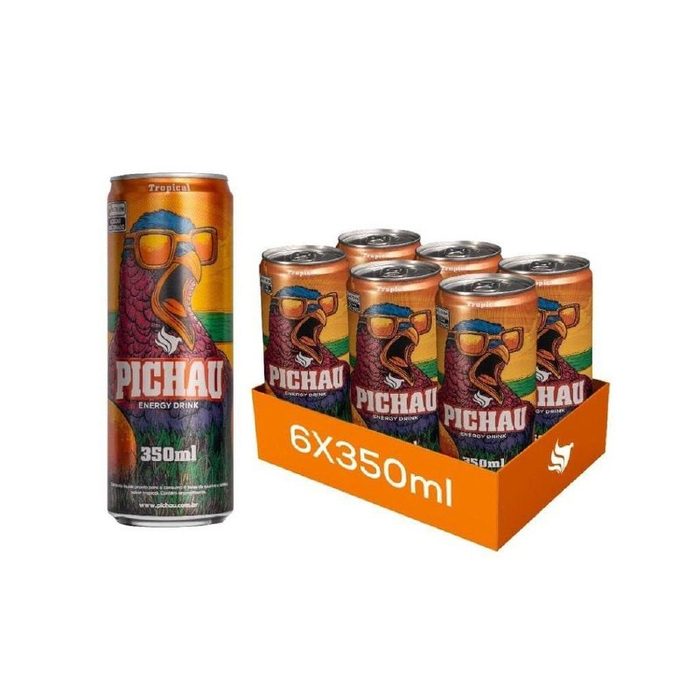 Pack Energético Pichau Tropical, 350ml, Com Acucar, Com 6 unidades