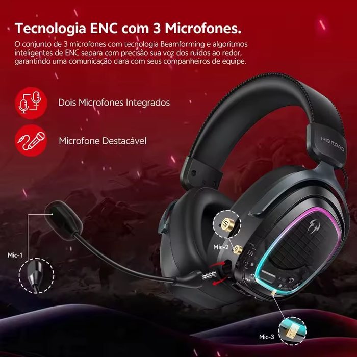 🎧 Headset Gamer QCY GT2 com assinatura THX Aúdio Espacial Mesma parceria que a Razer utiliza = áudio 7.1.4 melhor localização sonora no jogo