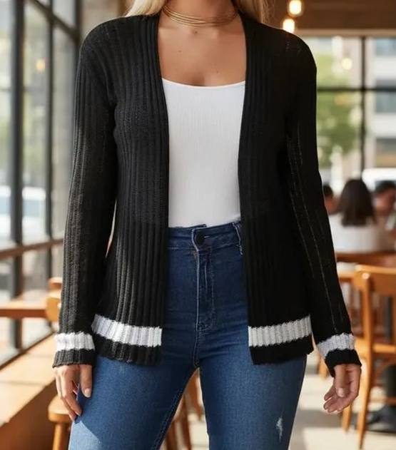 Casaquinho Feminino Canelado Fashion Coringa
