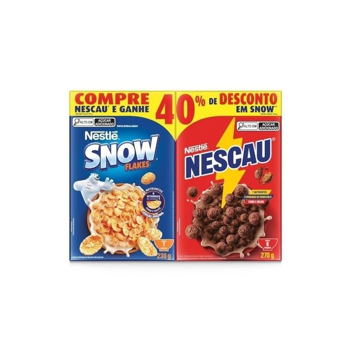 cereais matinais nestle kit nescau chocolate 210g snow flakes 230g