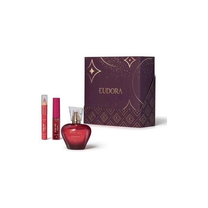 Kit Presente Eudora Kiss Me Now Perfume Feminino + Gloss + Lápis
