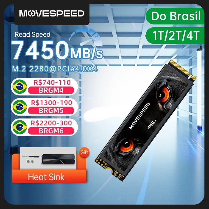 1Tb Movespeed 7450 mb/s Ssd nvme m.2 m2 pcie 4.0x4 2280 l