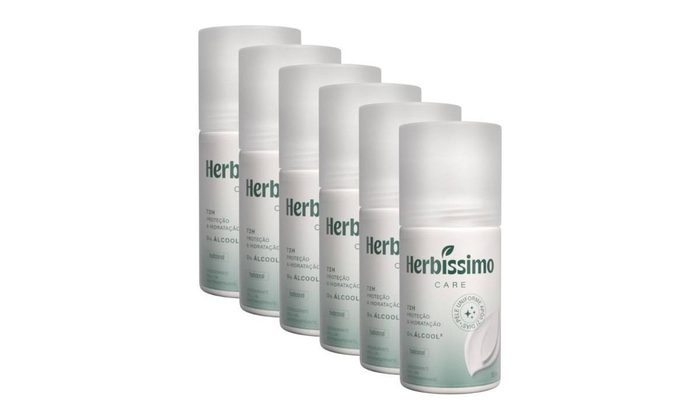 Kit Desodorante Roll-On Antitranspirante Herbíssimo Care Tradicional 50ml 6 unidades