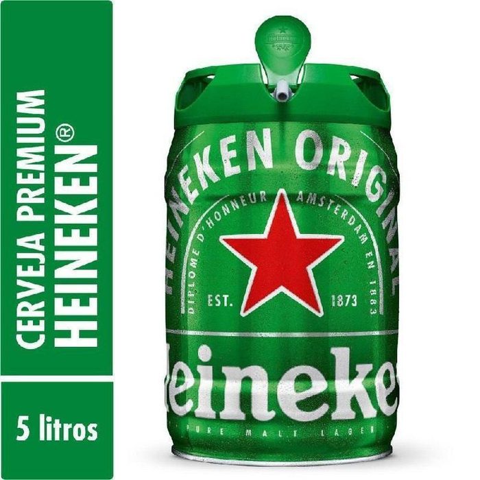 2x Cerveja Premium 5L Barril Heineken