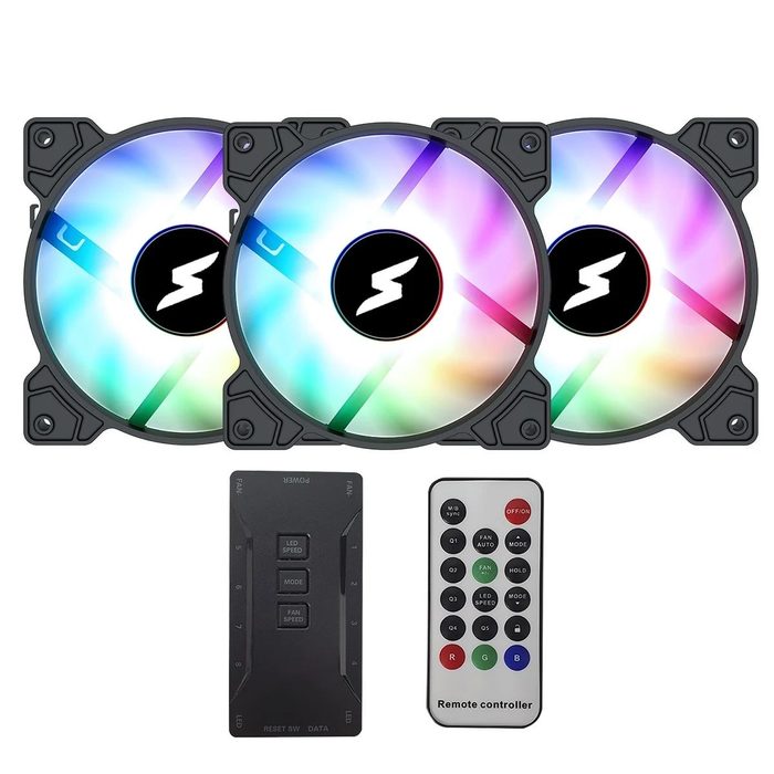 Kit Fan Com 3 Unidades SuperFrame Swift, ARGB, 120mm, Com Controladora, Black, SF-03