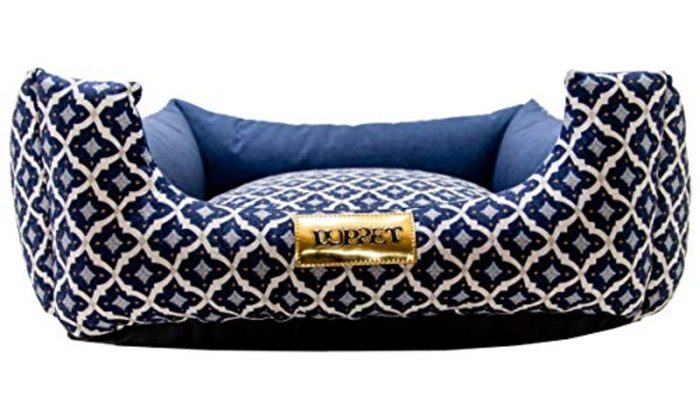 Luppet Cama Luxo Para Cachorro Médio Grande Porte Acima De 13Kg Marinho Geometrico Gg