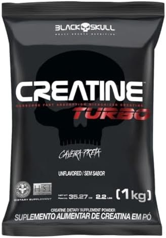 Creatine Turbo Refil - 1Kg - Sem sabor - BlackSkull - Creatina Monohidratada em pó, com carboidrato para melhor absorção e performance