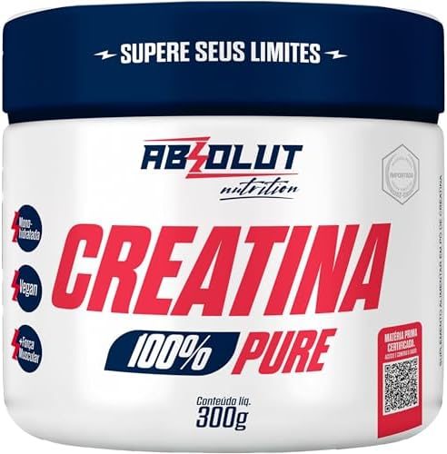 Absolut Nutrition, Creatina em pó monohidratada, 100% pura, sem sabor, importada, 300 gramas