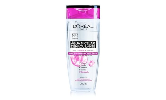 Água Micelar Bifásica L'Oréal Paris Solução de Limpeza 5 em 1, 200ml
