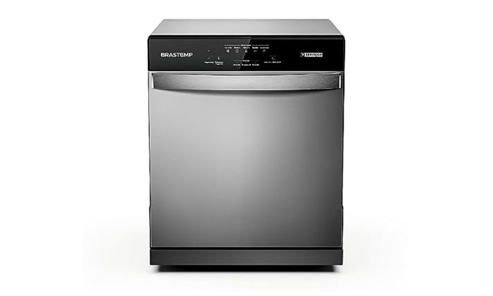 Brastemp Lava-Louças de Piso BLF08BS Cinza 60x56x66 cm 8 Serviços com Função Acquaspray e Painel Intuitivo 67 dBA
