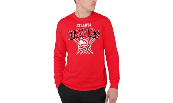 Junk Food Camiseta masculina de manga comprida Atlanta Hawks Nothing But Net-NBA, TAM - P