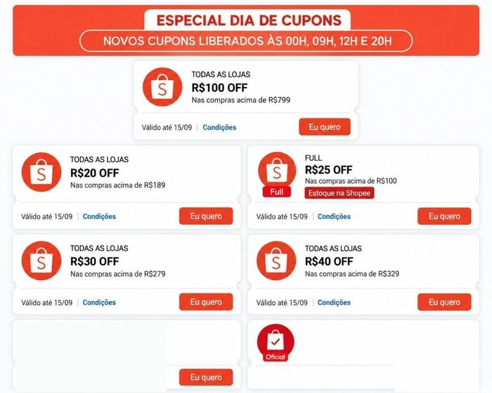 Cupons Renovados - Dia de Cupons Shopee!