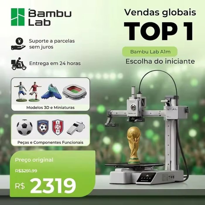 Impressora 3D Bambu Lab A1 Mini - Alta Velocidade 500 mm/s com Nivelamento Automático, Plug & Play, Compacta para Uso Doméstico Sem AMS