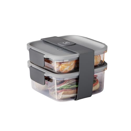 Electrolux Kit Potes Marmita de Plástico Cinza, 1,55L, 2 Potes, Lunchbox