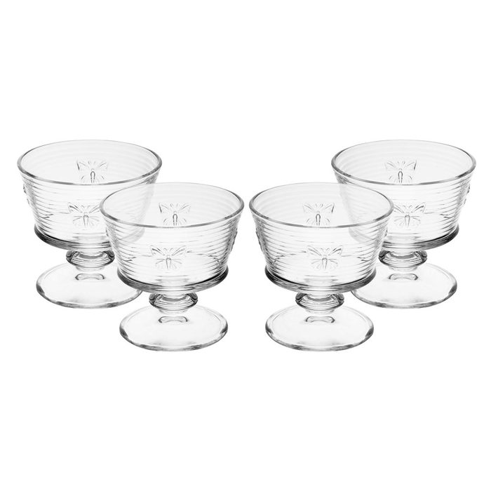 Conjunto 4 Taças de Sobremesa 240ml Lines Butterfly Vidro Wolff para Doces Mousse Sorvetes Fruta Mesa Posta Elegante Lar