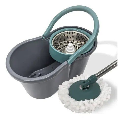 Esfregao Mop Giratorio 8 Litros Cesto Inox 2 Refil Pro Unica