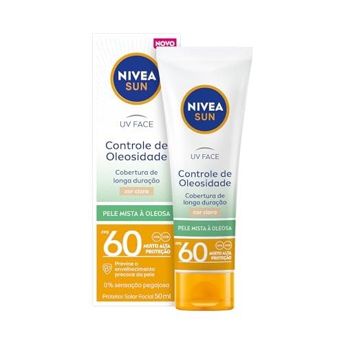 NIVEA SUN Protetor Solar Facial UV Face Controle de Oleosidade Cor Clara FPS 60 50ml, Muito Alta Proteção UVA/UVB, Cobertura de Longa Duraçã