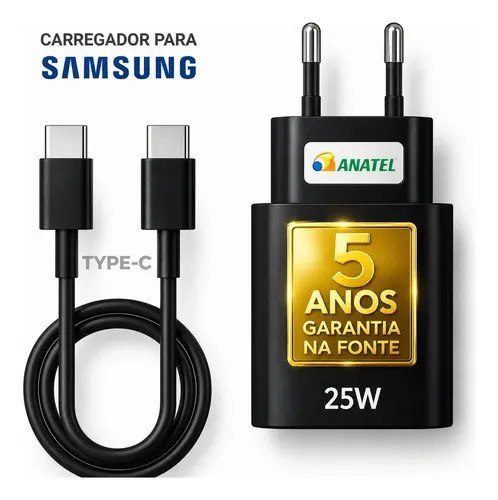Carregador Super Rápido 25w Para Galaxy Super Fast Cabo Blindado Tipo Usb C -Dtimp