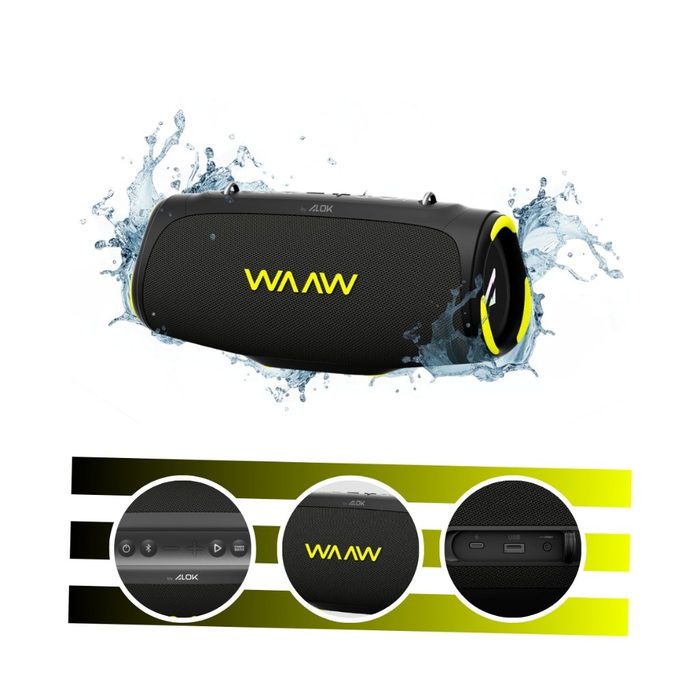Caixa de Som Bluetooth Boombox Boom 110 40W Rms Ipx7 Waaw By Alok