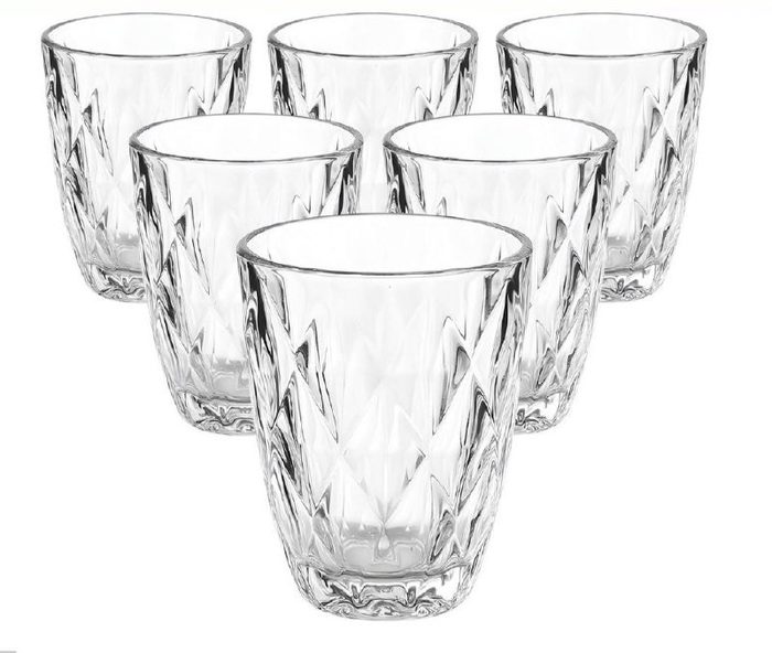 copos diamond 6 copos baixos 300ml vidro