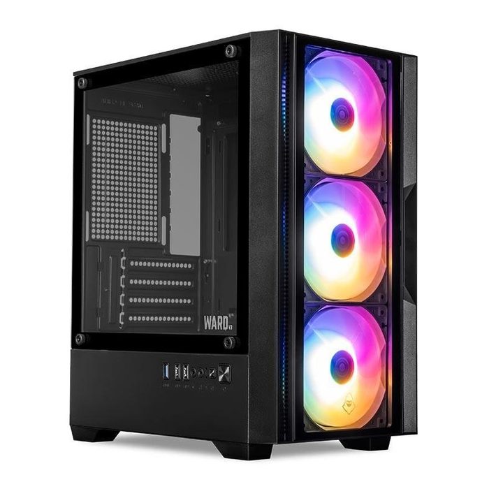 gabinete mancer ward v3 mini-tower lateral de vidro 3 fans preto