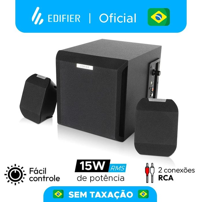 caixa de som edifier x100b 15w rms subwoofer