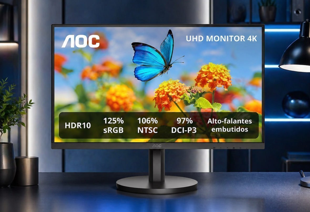 🖥️ Monitor 27" 4K HDR10 Alto-falantes Integrados AOC