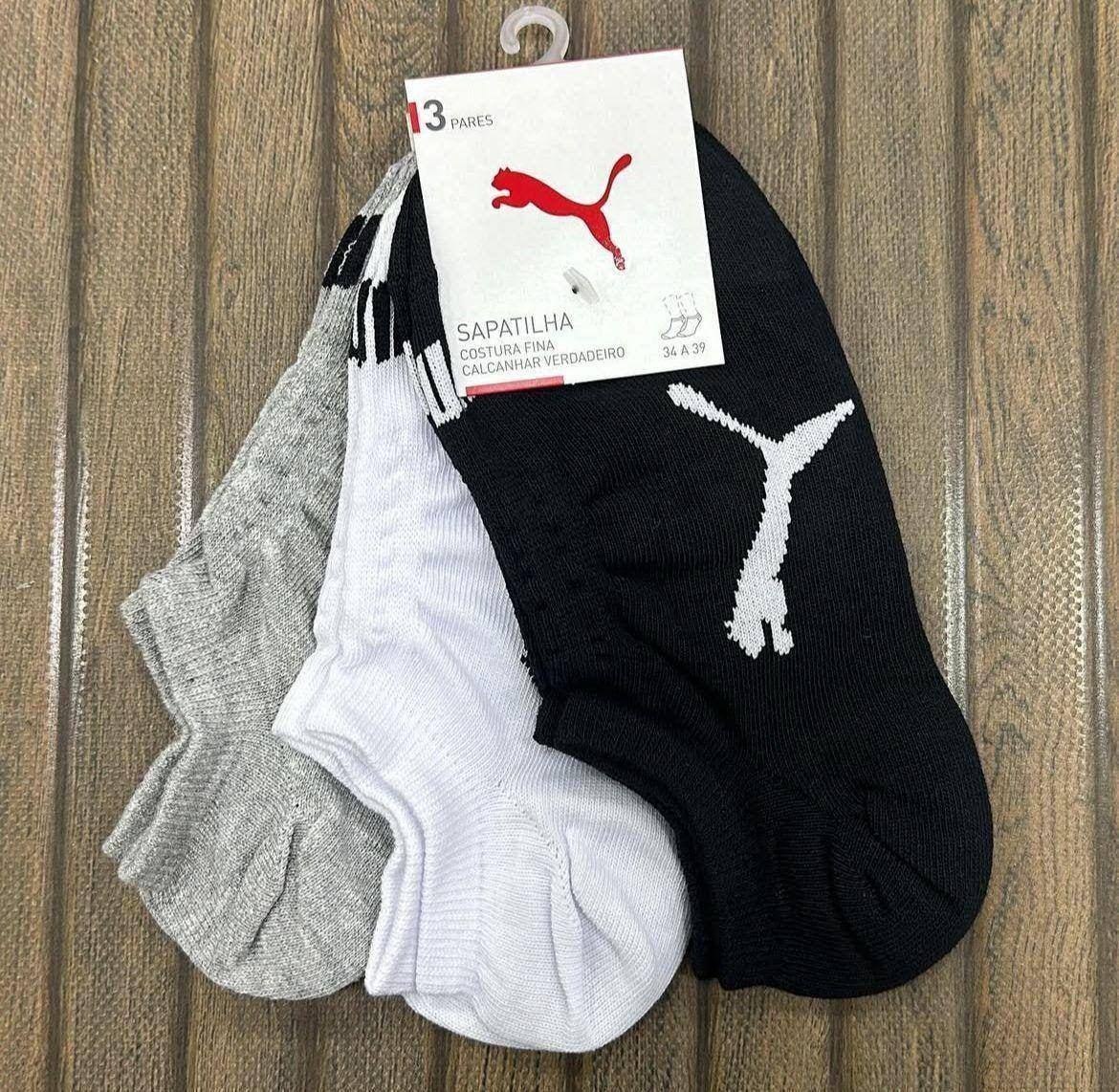 roupas puma kit 9 pares meias soquete invisível
