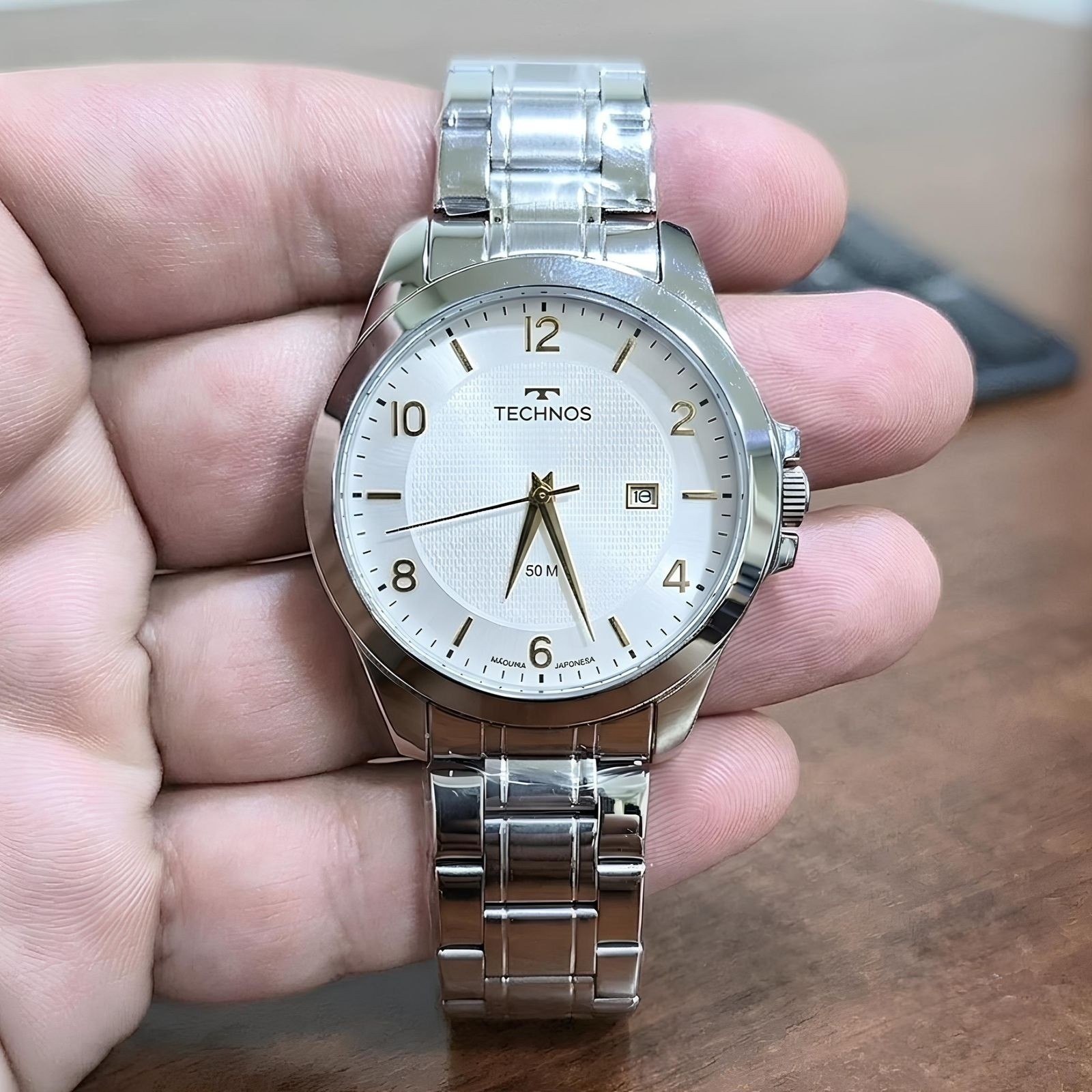 relógio technos steel prata quartz