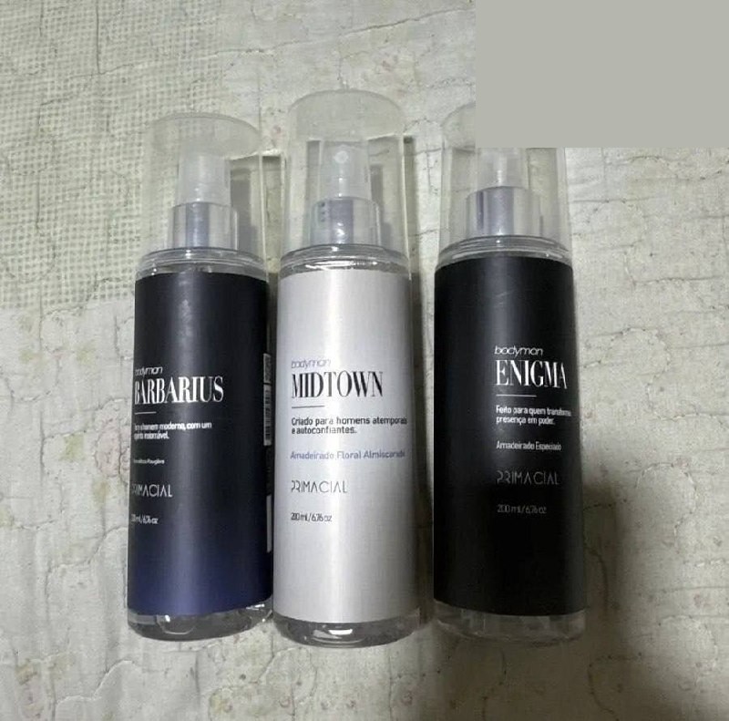 perfumes kit body splash masculino barbarius enigma midtown 200ml