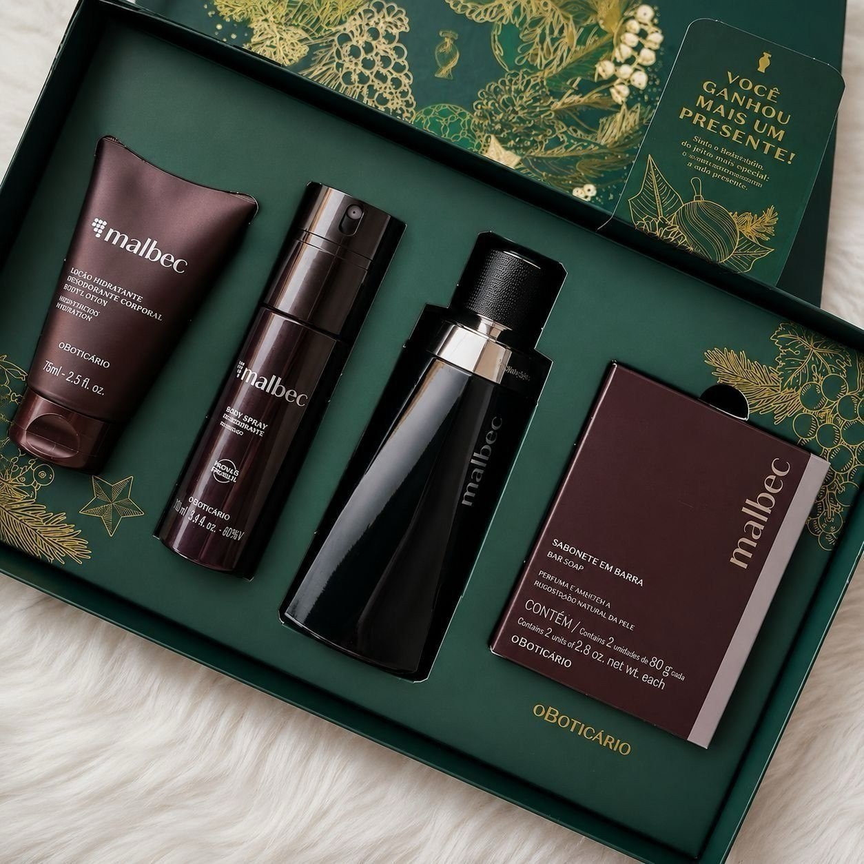 perfumes o boticário malbec kit presente 4 itens
