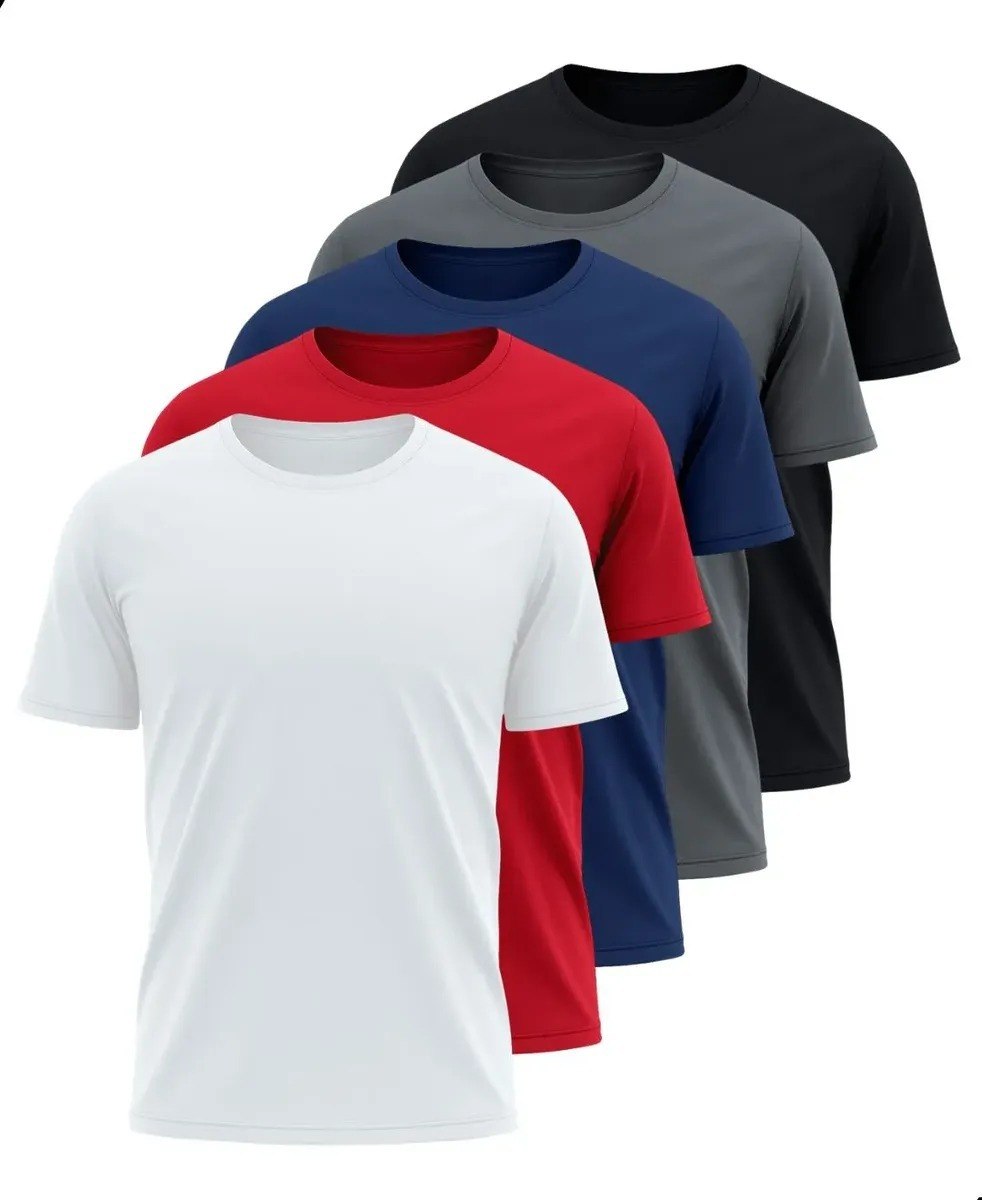 roupas kit 5 camisetas básicas masculina dry fit lisa tradicional