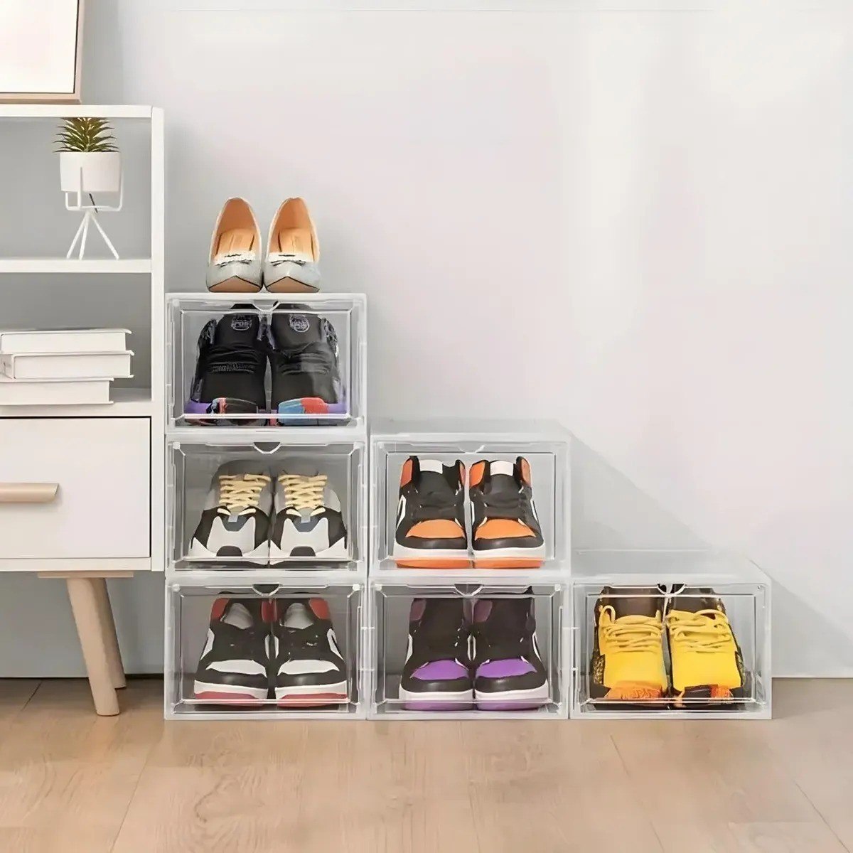 organizador de tênis caixa sneaker organizadora 10 unidades transparente tampa acrílico