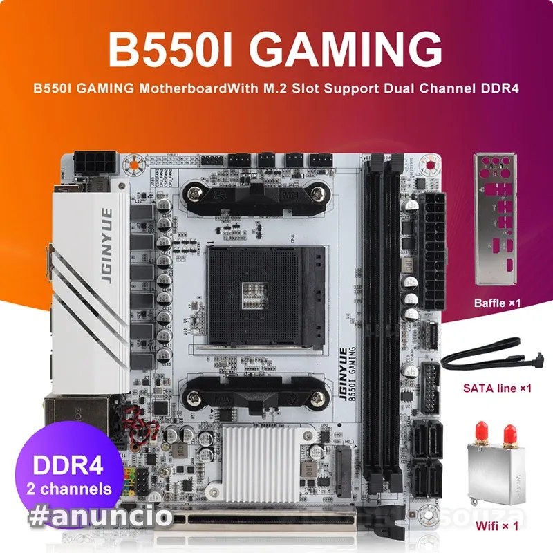 placa mãe jingyue b550i gaming am4 pcie 4.0 dual m.2 ddr4