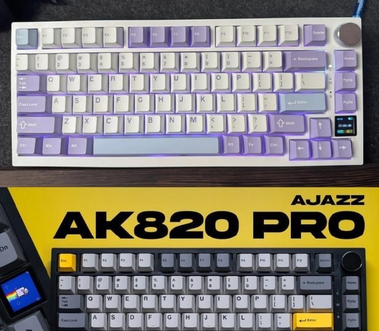 teclado mecânico ajazz ak820 pro sem fio knob de volume tela tft configurável