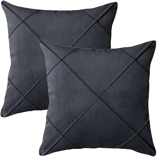 casa e decoração kit 2 capas para almofada drapeada em veludo quadrada 60x60 cinza chumbo