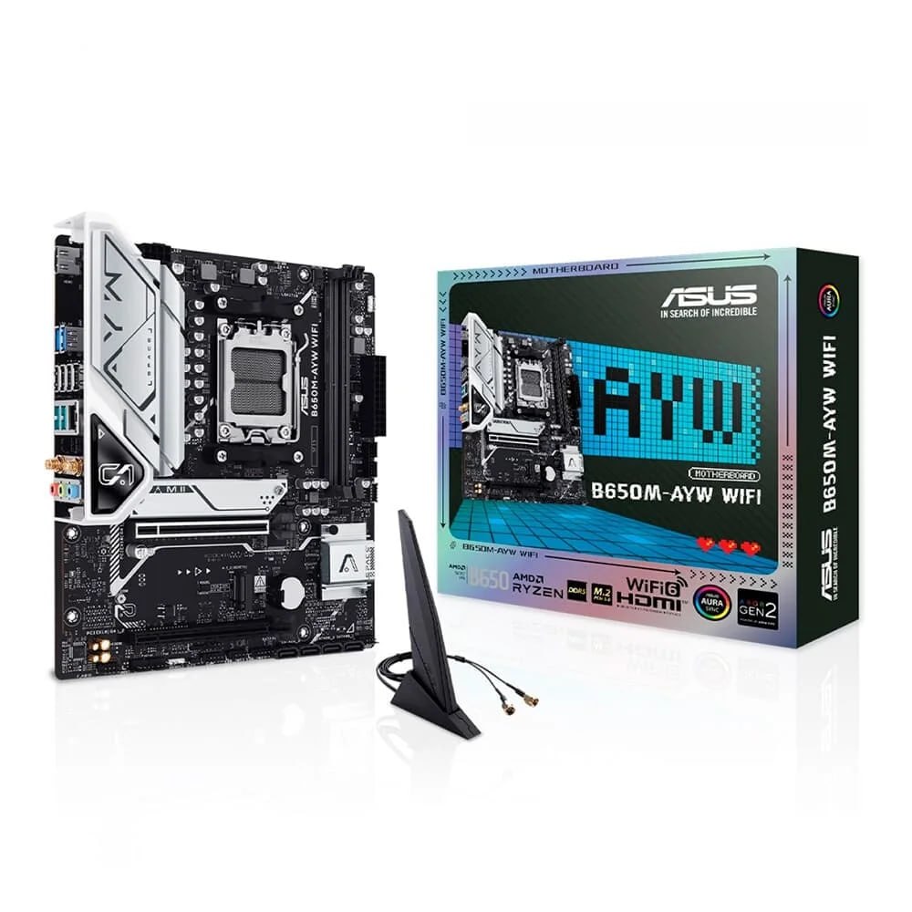 placa mãe asus b650m-ayw wi-fi am5 matx ddr5 bluetooth 90mb1ki0-m0eay0